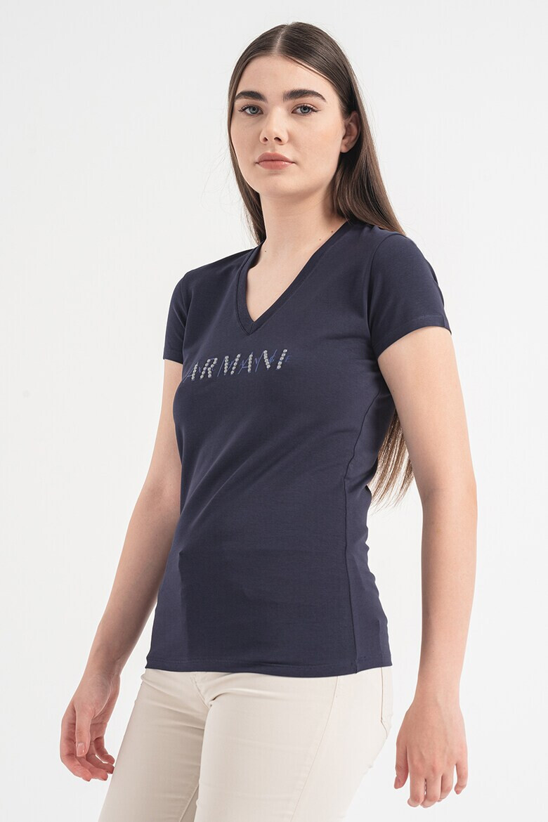 ARMANI EXCHANGE Тениска с шпиц и лого - Pepit.bg