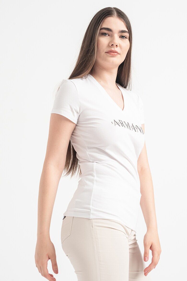 ARMANI EXCHANGE Тениска с шпиц и лого - Pepit.bg