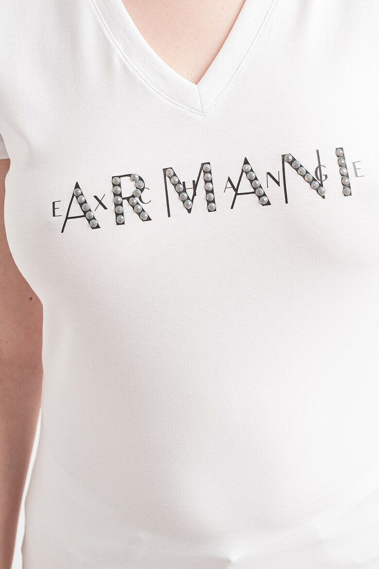 ARMANI EXCHANGE Тениска с шпиц и лого - Pepit.bg