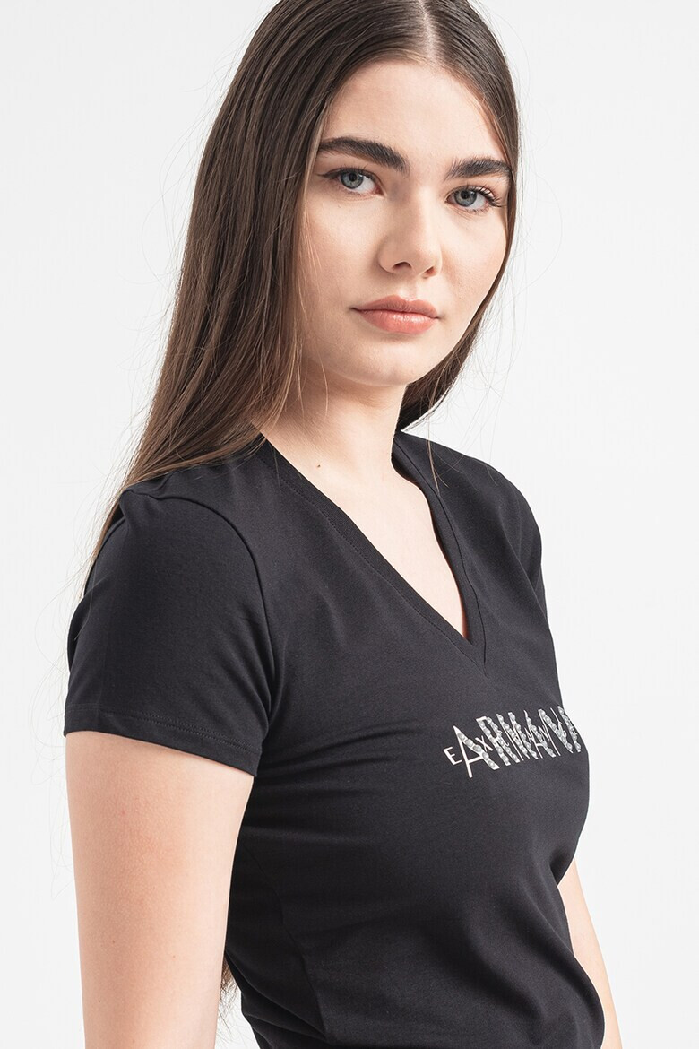 ARMANI EXCHANGE Тениска с шпиц и лого - Pepit.bg