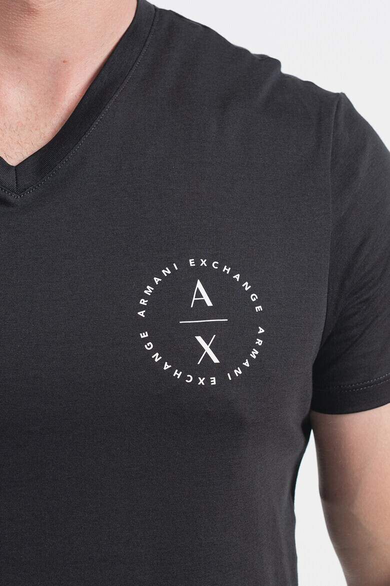 ARMANI EXCHANGE Тениска с шпиц и лого - Pepit.bg