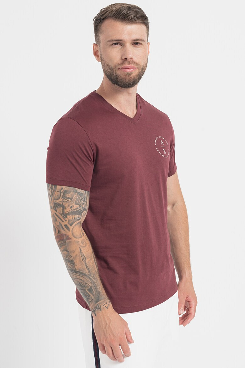 ARMANI EXCHANGE Тениска с шпиц и лого - Pepit.bg