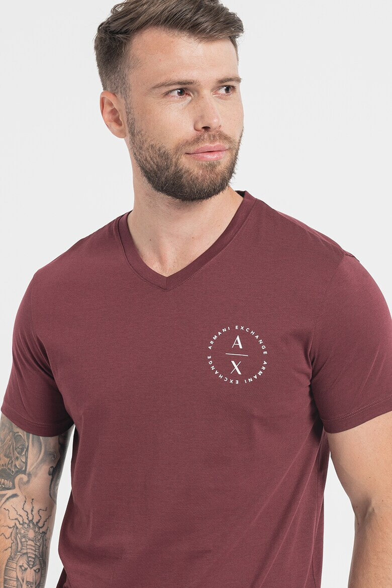 ARMANI EXCHANGE Тениска с шпиц и лого - Pepit.bg