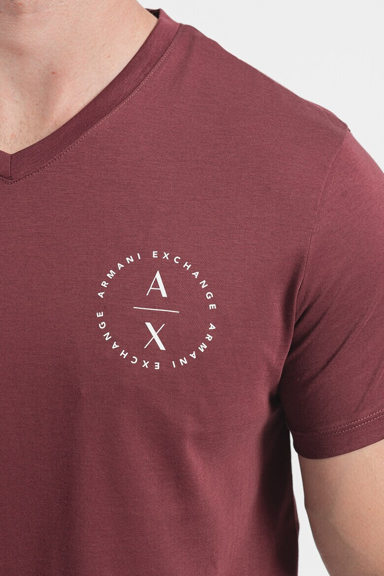 ARMANI EXCHANGE Тениска с шпиц и лого - Pepit.bg
