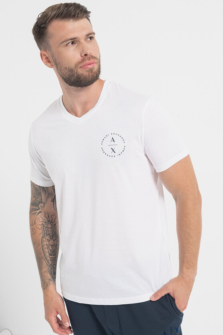 ARMANI EXCHANGE Тениска с шпиц и лого - Pepit.bg