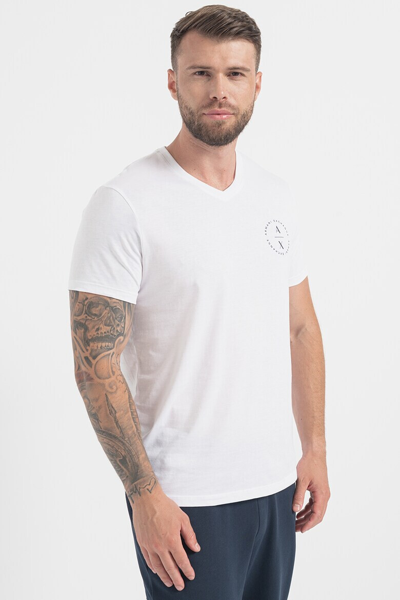 ARMANI EXCHANGE Тениска с шпиц и лого - Pepit.bg