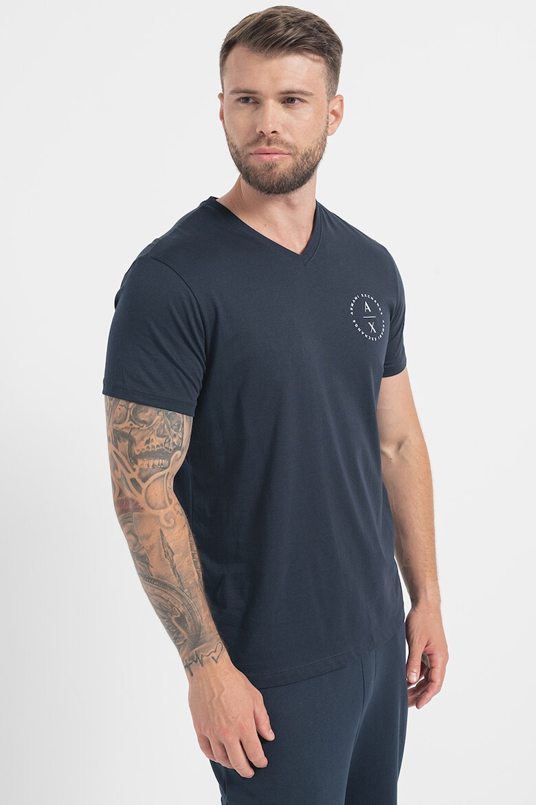 ARMANI EXCHANGE Тениска с шпиц и лого - Pepit.bg
