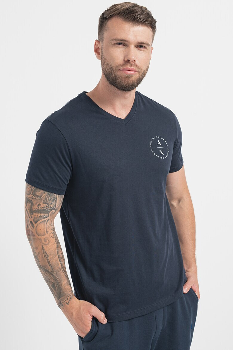ARMANI EXCHANGE Тениска с шпиц и лого - Pepit.bg