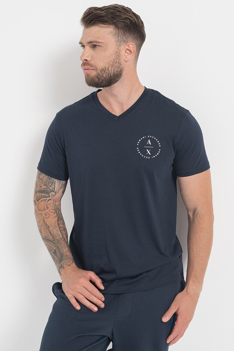 ARMANI EXCHANGE Тениска с шпиц и лого - Pepit.bg