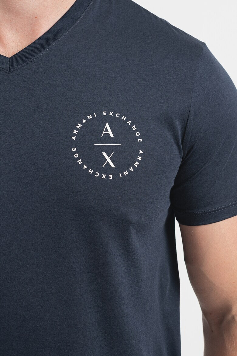 ARMANI EXCHANGE Тениска с шпиц и лого - Pepit.bg
