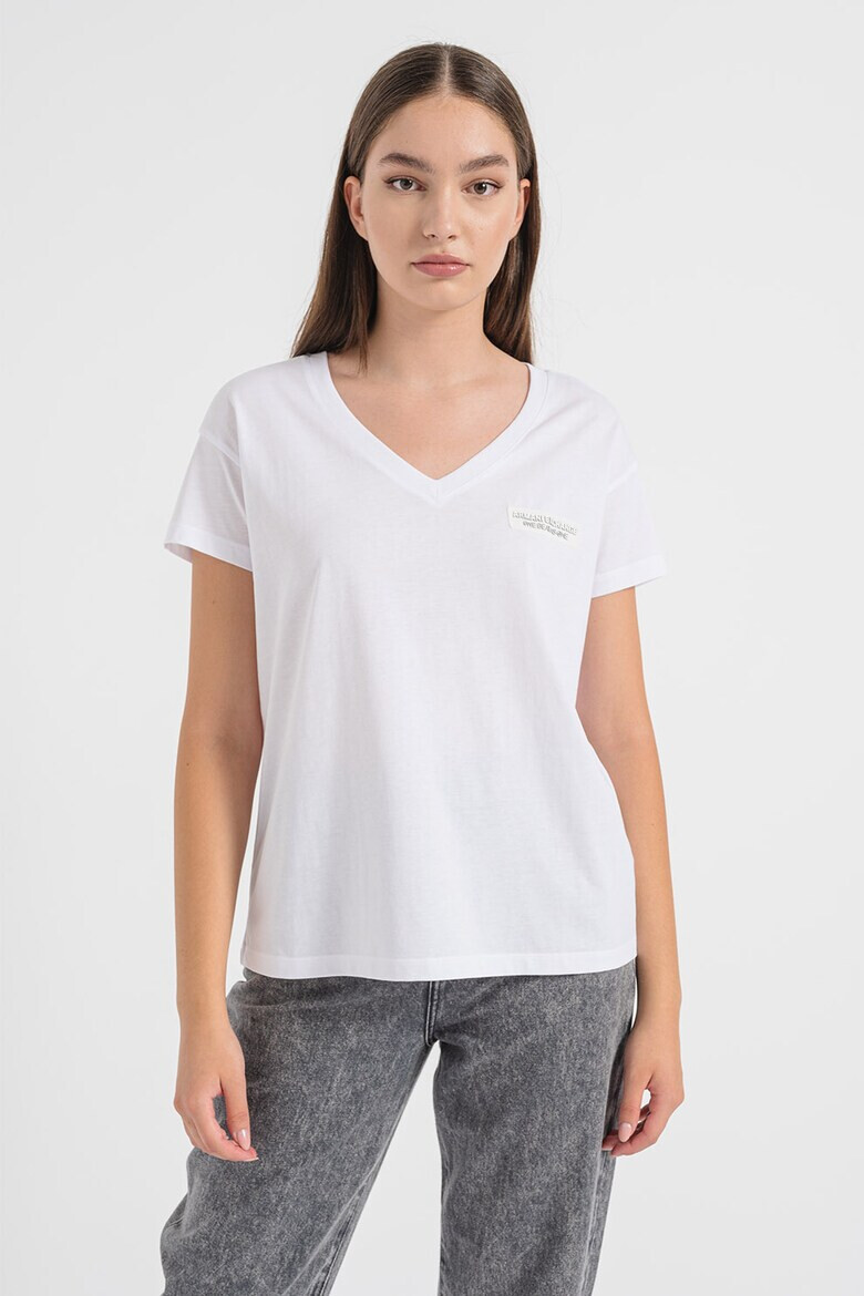 ARMANI EXCHANGE Тениска с шпиц и лого - Pepit.bg