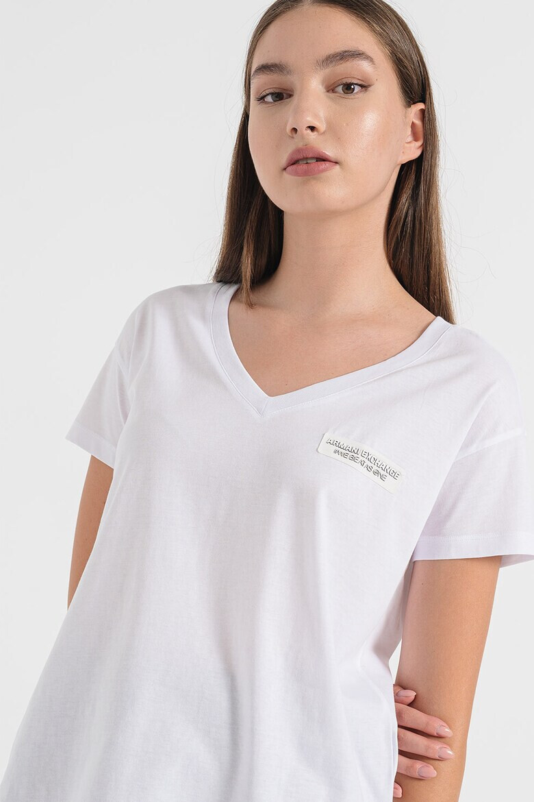 ARMANI EXCHANGE Тениска с шпиц и лого - Pepit.bg