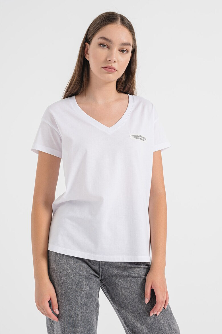 ARMANI EXCHANGE Тениска с шпиц и лого - Pepit.bg