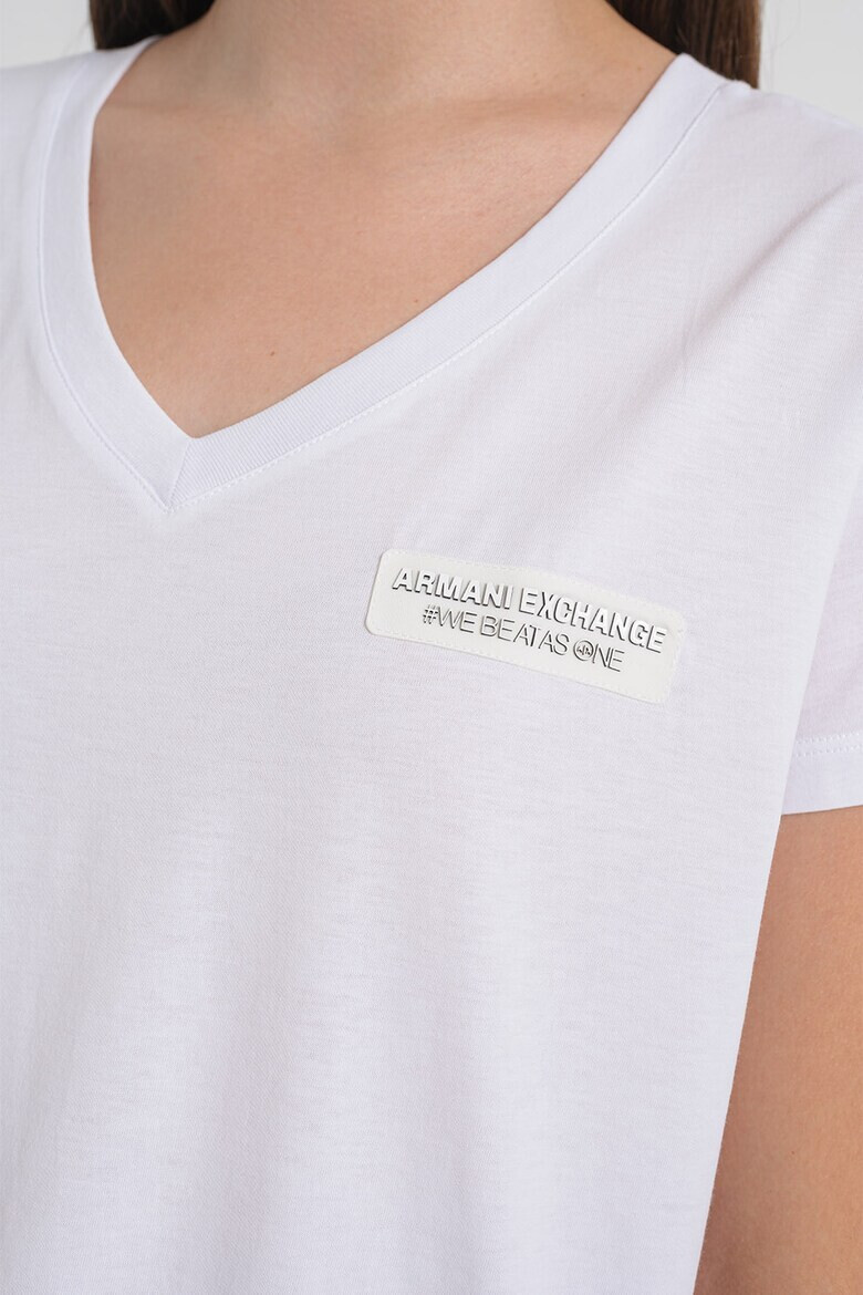 ARMANI EXCHANGE Тениска с шпиц и лого - Pepit.bg