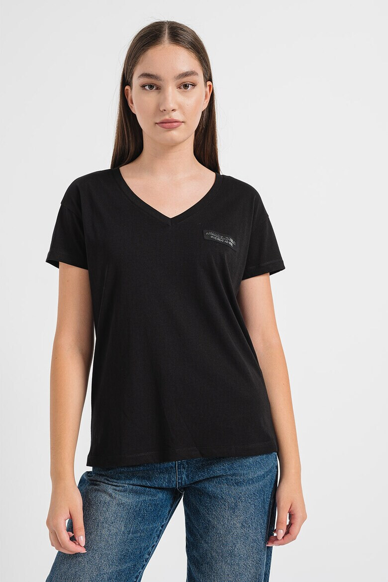 ARMANI EXCHANGE Тениска с шпиц и лого - Pepit.bg