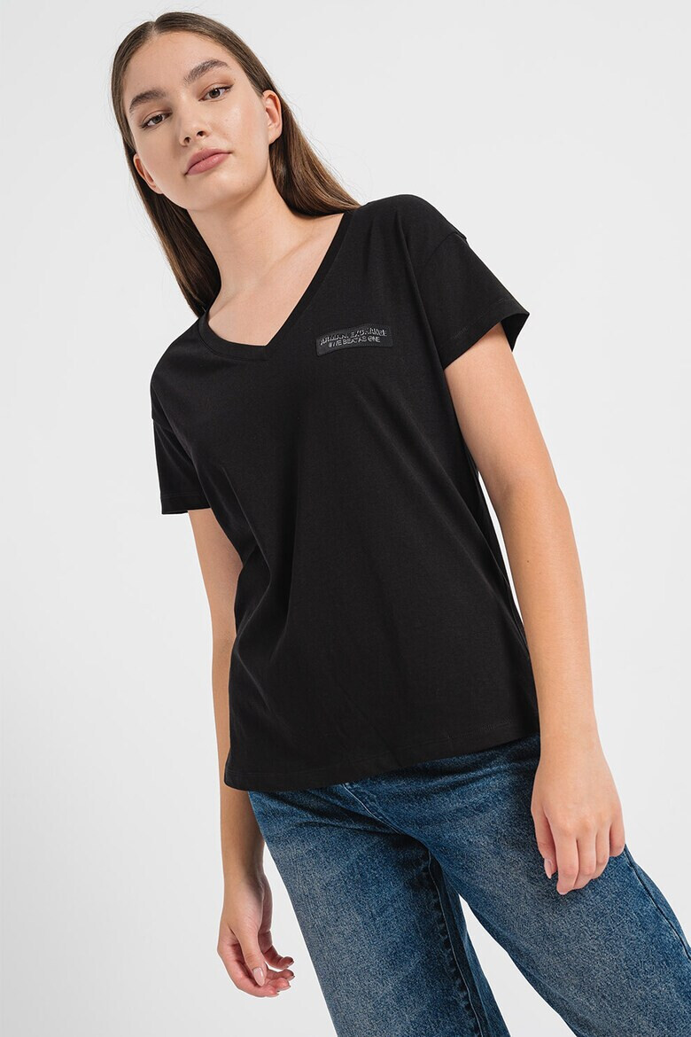 ARMANI EXCHANGE Тениска с шпиц и лого - Pepit.bg