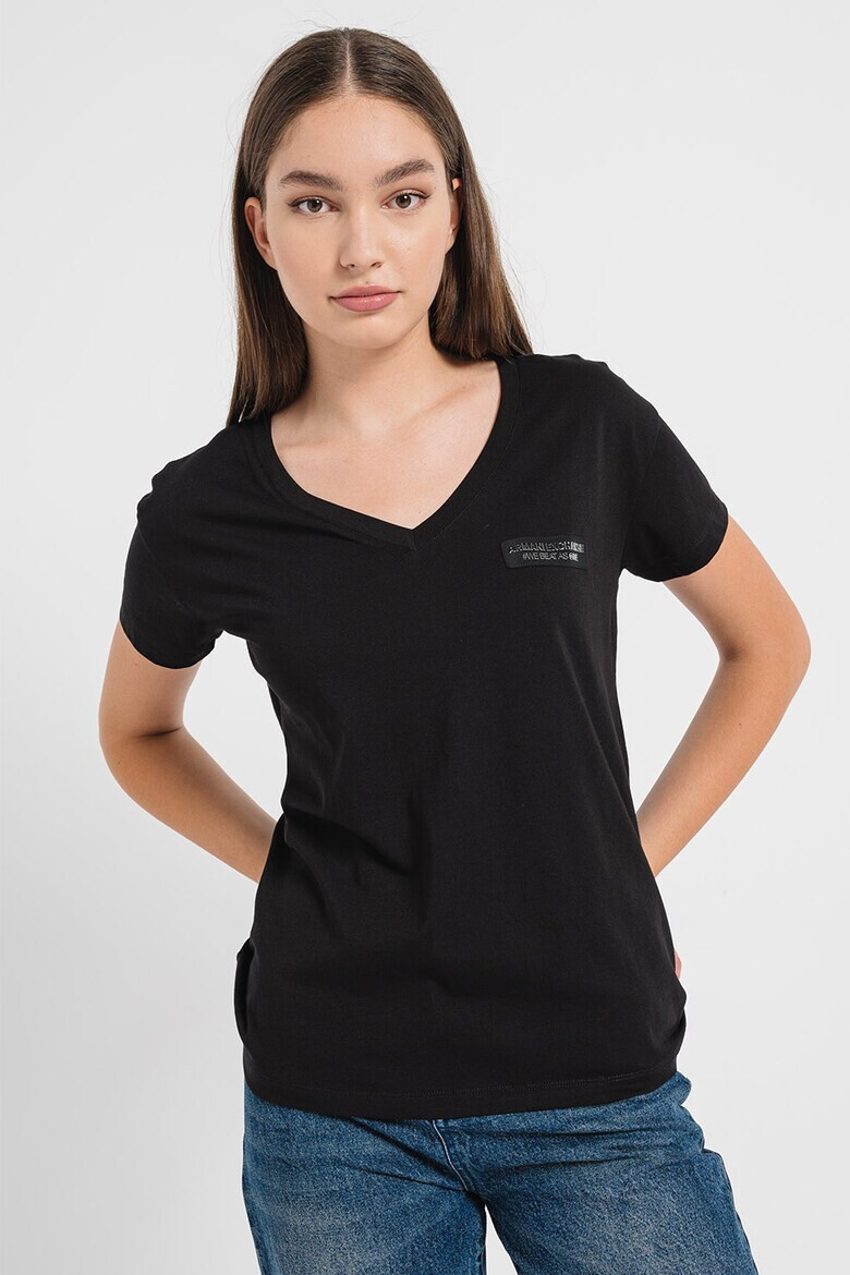ARMANI EXCHANGE Тениска с шпиц и лого - Pepit.bg