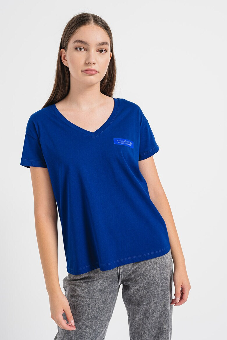ARMANI EXCHANGE Тениска с шпиц и лого - Pepit.bg