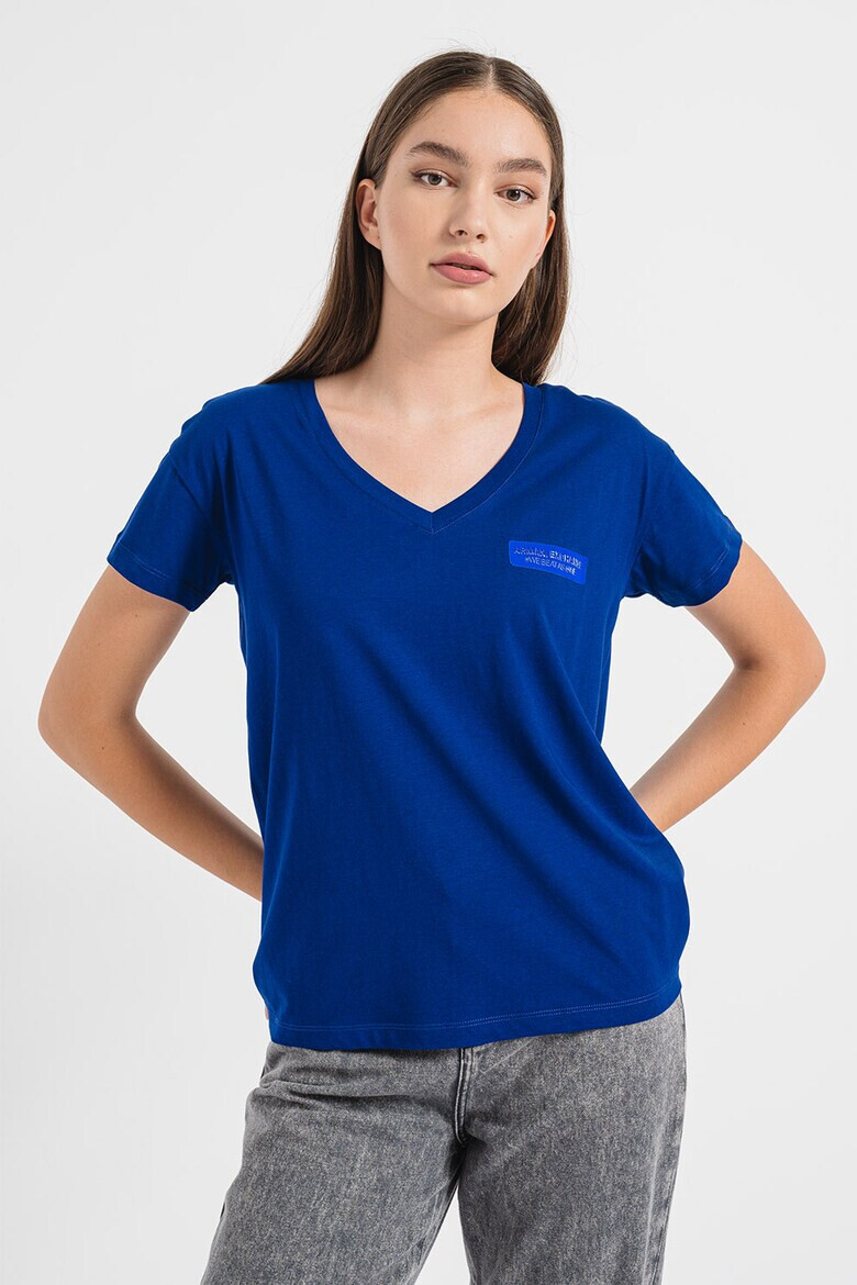 ARMANI EXCHANGE Тениска с шпиц и лого - Pepit.bg