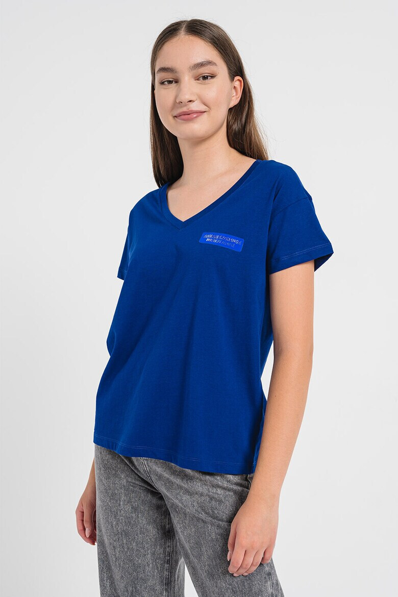 ARMANI EXCHANGE Тениска с шпиц и лого - Pepit.bg
