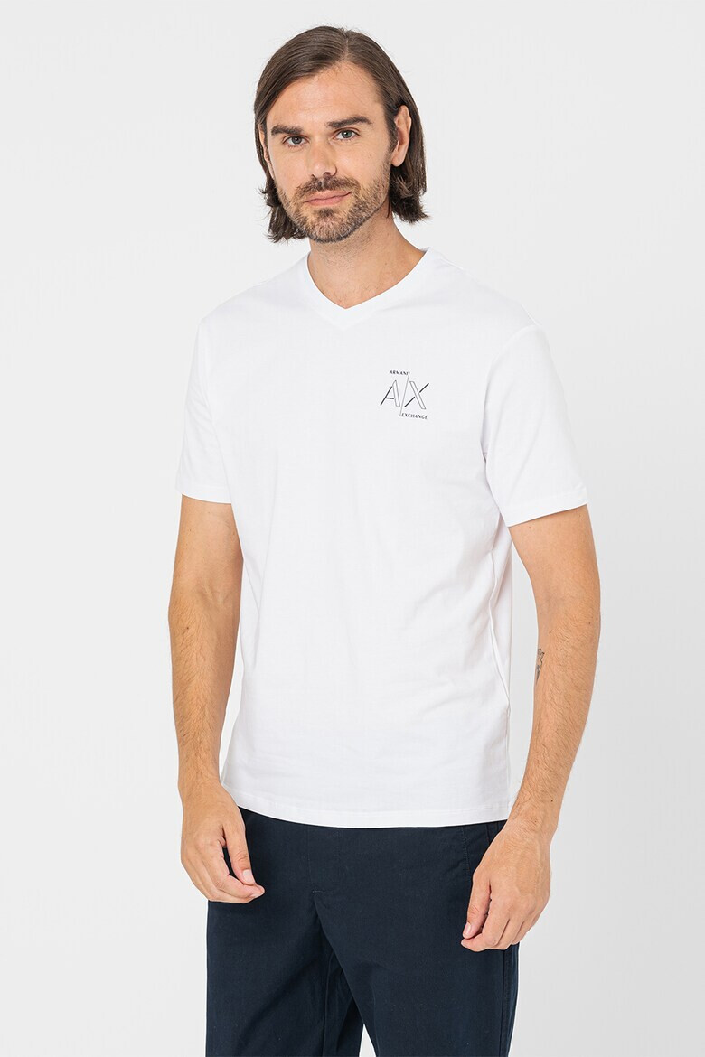 ARMANI EXCHANGE Тениска с шпиц и лого - Pepit.bg