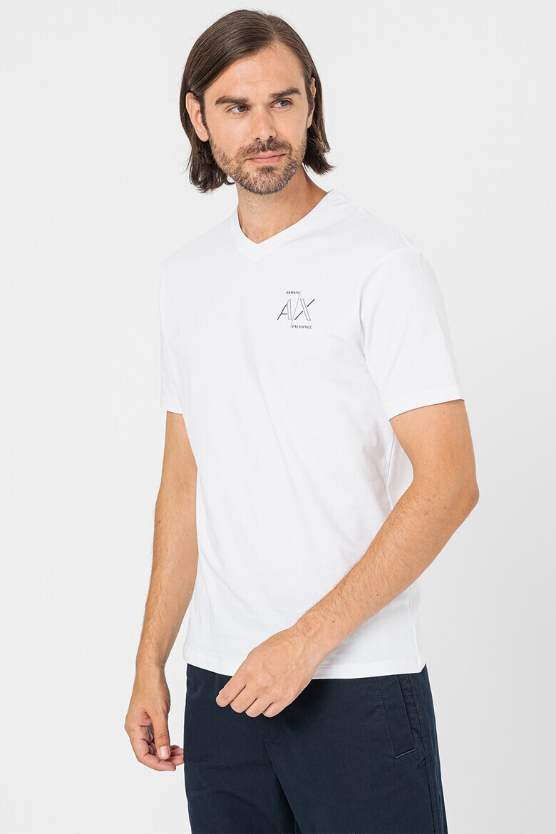 ARMANI EXCHANGE Тениска с шпиц и лого - Pepit.bg