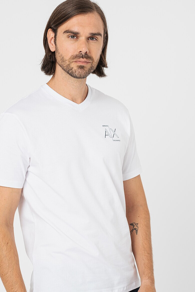 ARMANI EXCHANGE Тениска с шпиц и лого - Pepit.bg