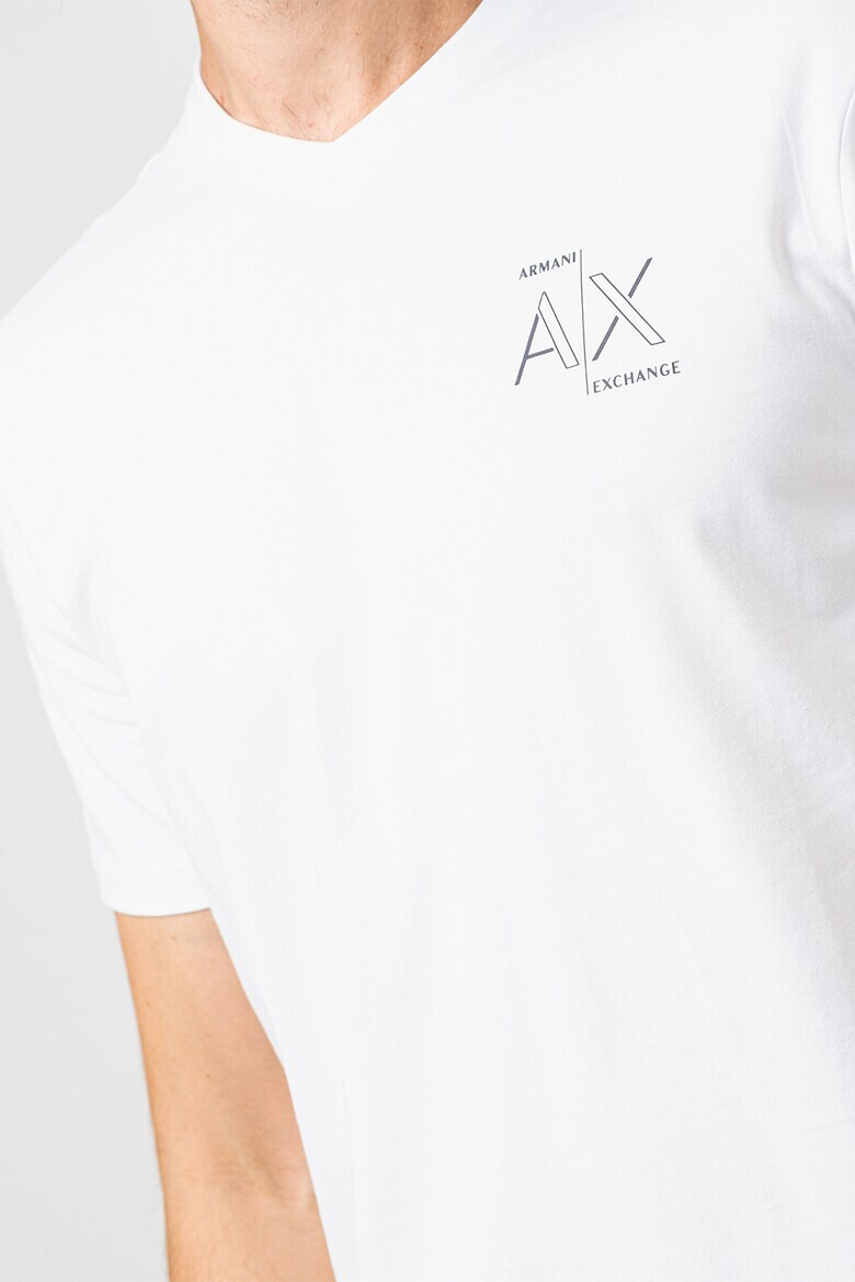 ARMANI EXCHANGE Тениска с шпиц и лого - Pepit.bg