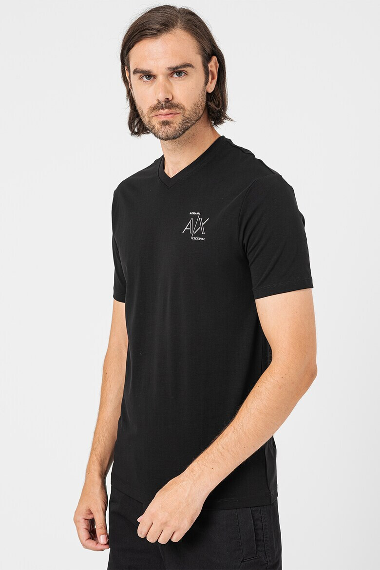 ARMANI EXCHANGE Тениска с шпиц и лого - Pepit.bg
