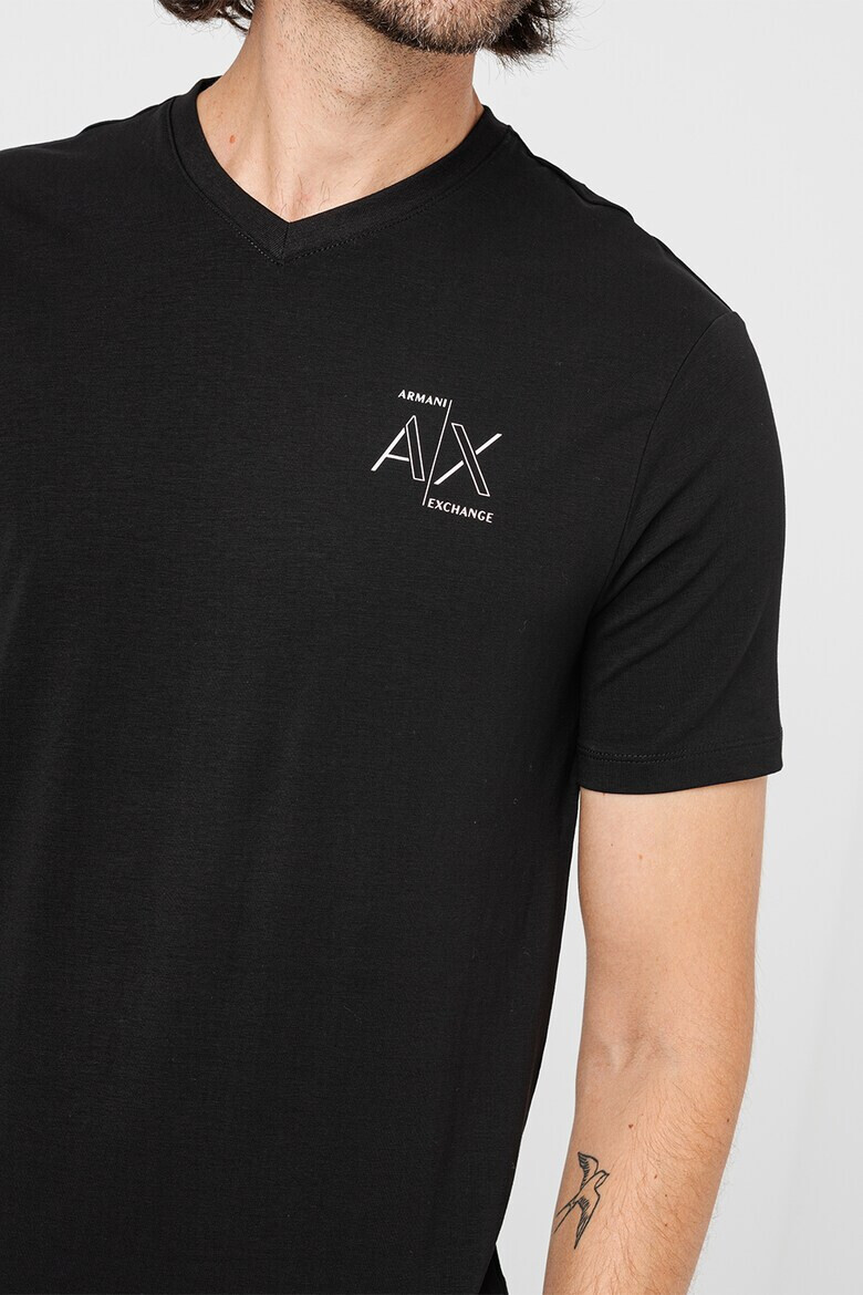 ARMANI EXCHANGE Тениска с шпиц и лого - Pepit.bg