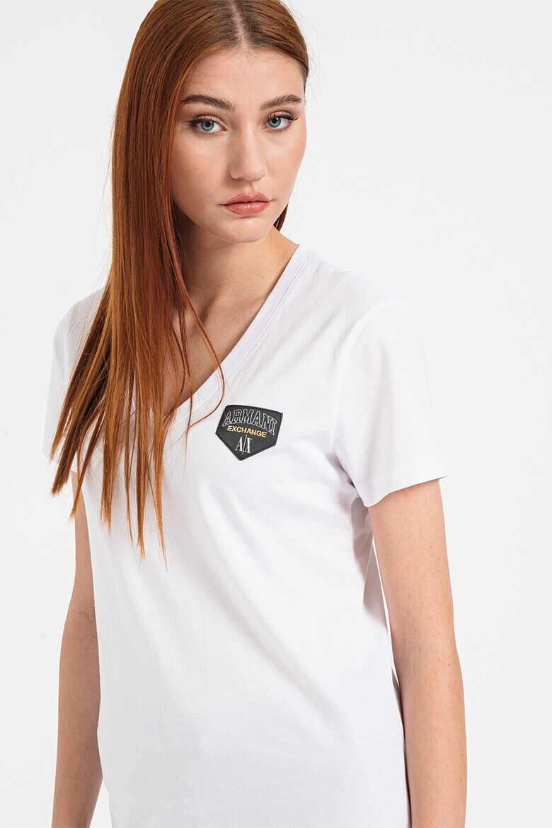 ARMANI EXCHANGE Тениска с шпиц и лого - Pepit.bg