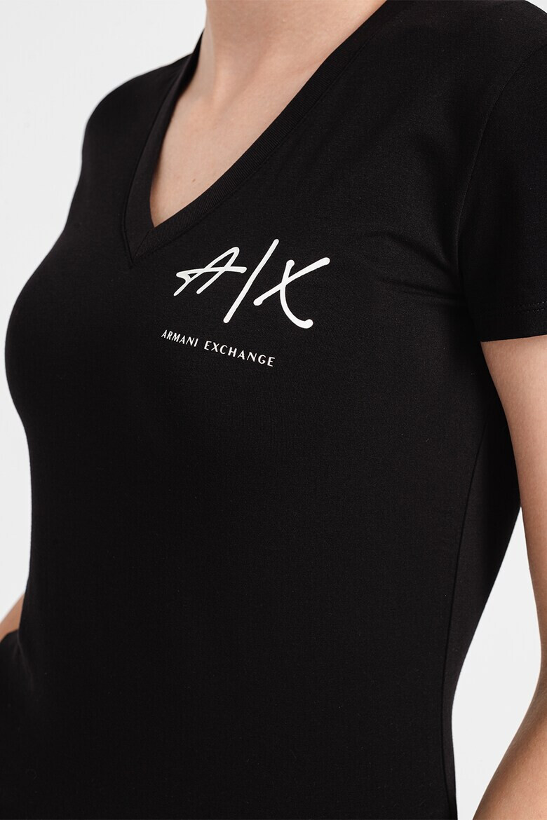 ARMANI EXCHANGE Тениска с шпиц и лого - Pepit.bg