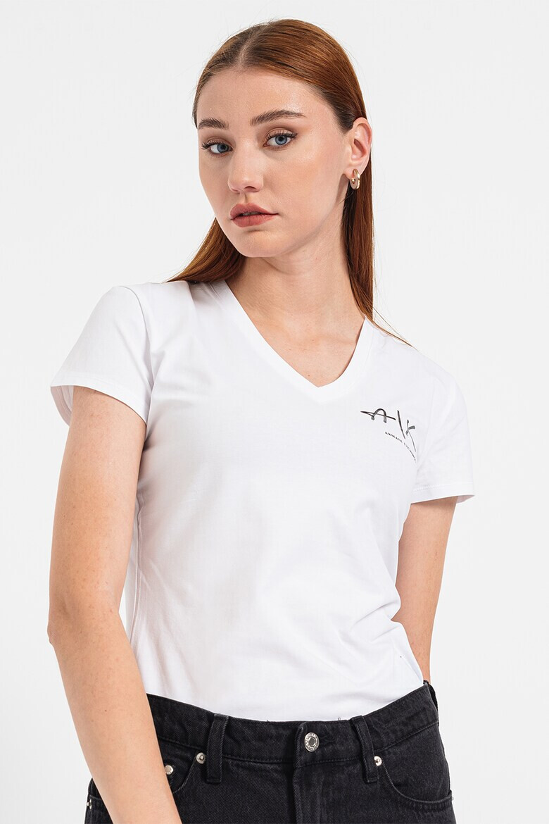 ARMANI EXCHANGE Тениска с шпиц и лого - Pepit.bg