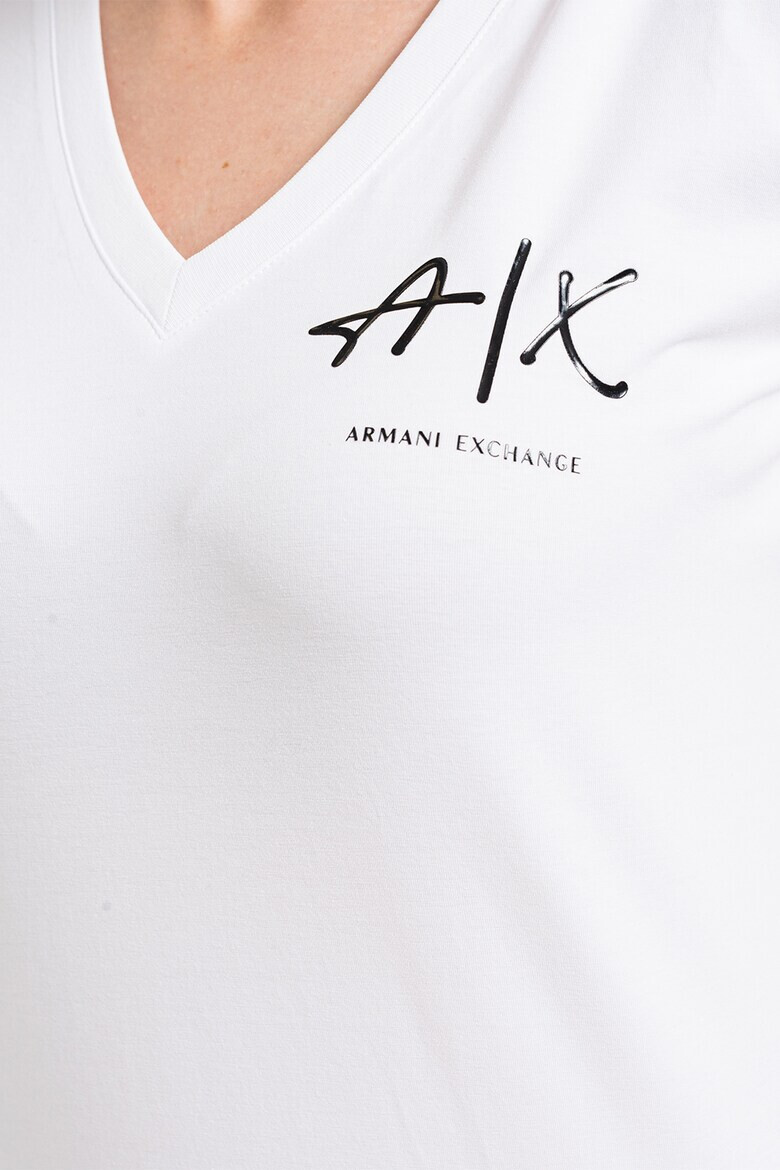 ARMANI EXCHANGE Тениска с шпиц и лого - Pepit.bg