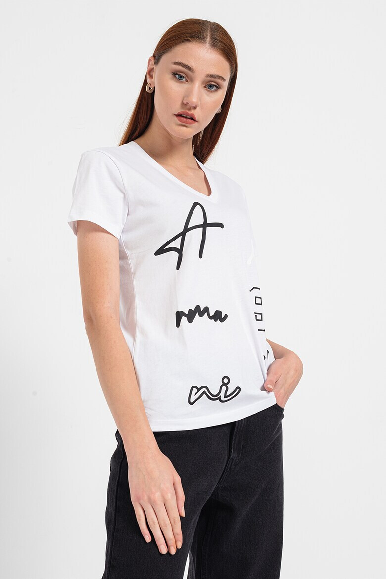 ARMANI EXCHANGE Тениска с шпиц и лого - Pepit.bg