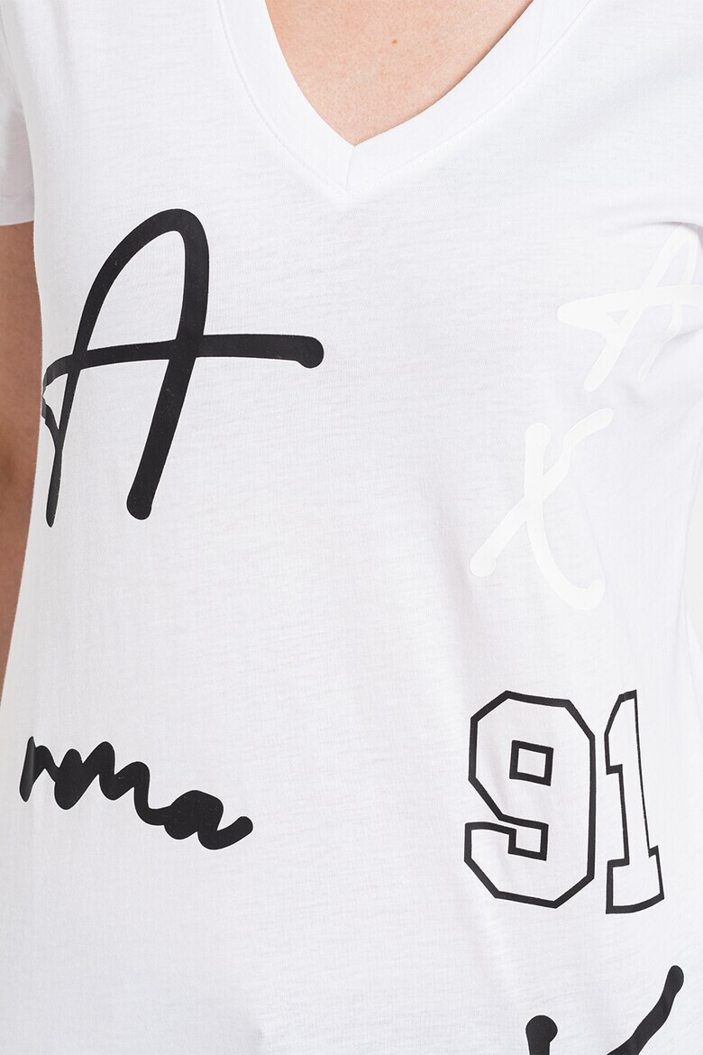 ARMANI EXCHANGE Тениска с шпиц и лого - Pepit.bg