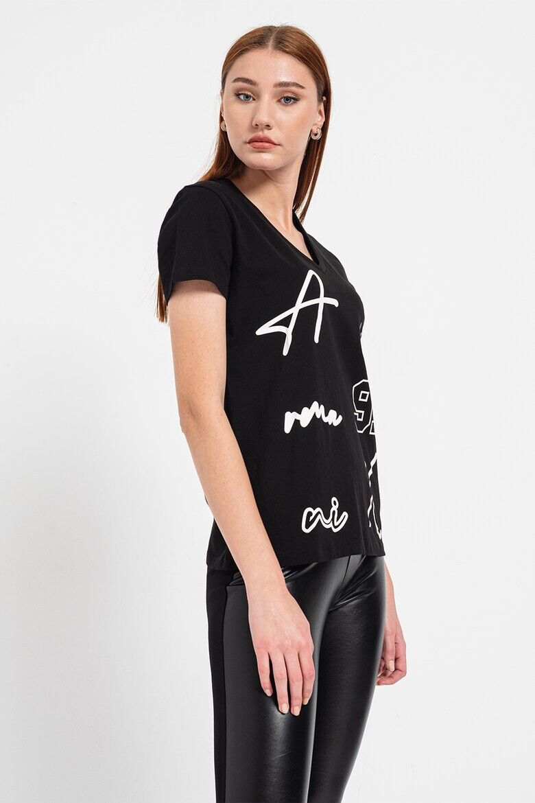 ARMANI EXCHANGE Тениска с шпиц и лого - Pepit.bg