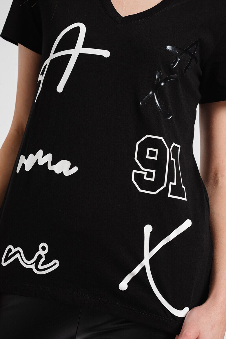 ARMANI EXCHANGE Тениска с шпиц и лого - Pepit.bg