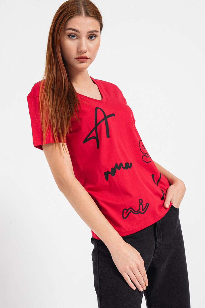 ARMANI EXCHANGE Тениска с шпиц и лого - Pepit.bg