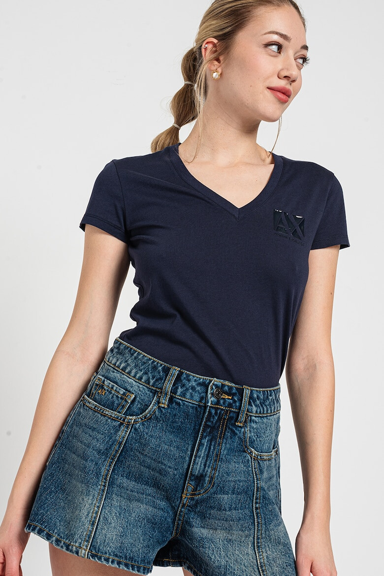 ARMANI EXCHANGE Тениска с шпиц и лого - Pepit.bg