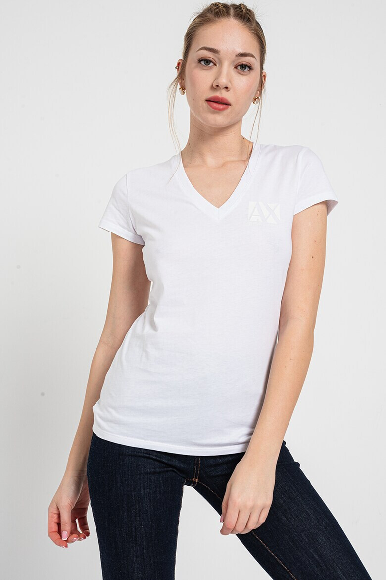 ARMANI EXCHANGE Тениска с шпиц и лого - Pepit.bg