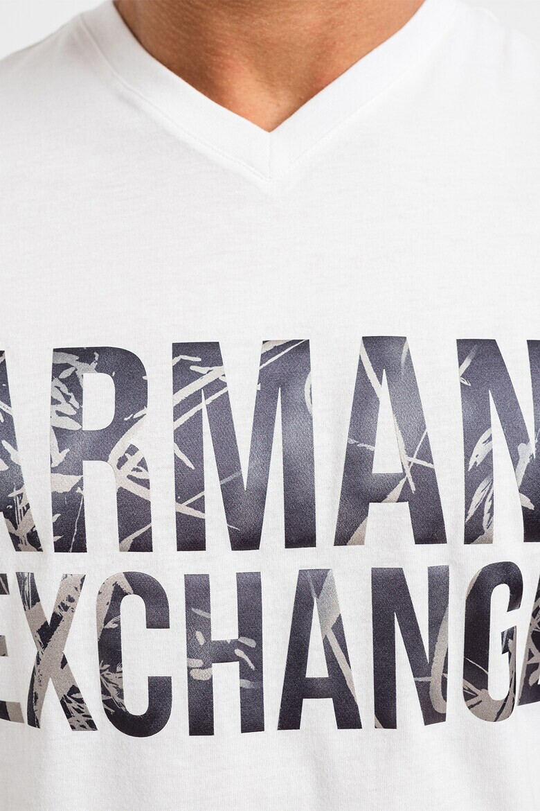 ARMANI EXCHANGE Тениска с шпиц и лого - Pepit.bg
