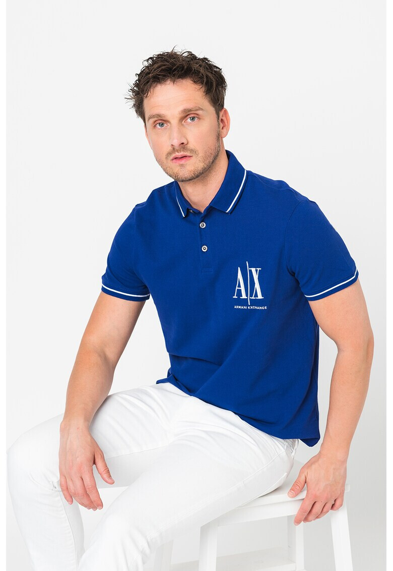 ARMANI EXCHANGE Тениска с яка и бродирано лого - Pepit.bg