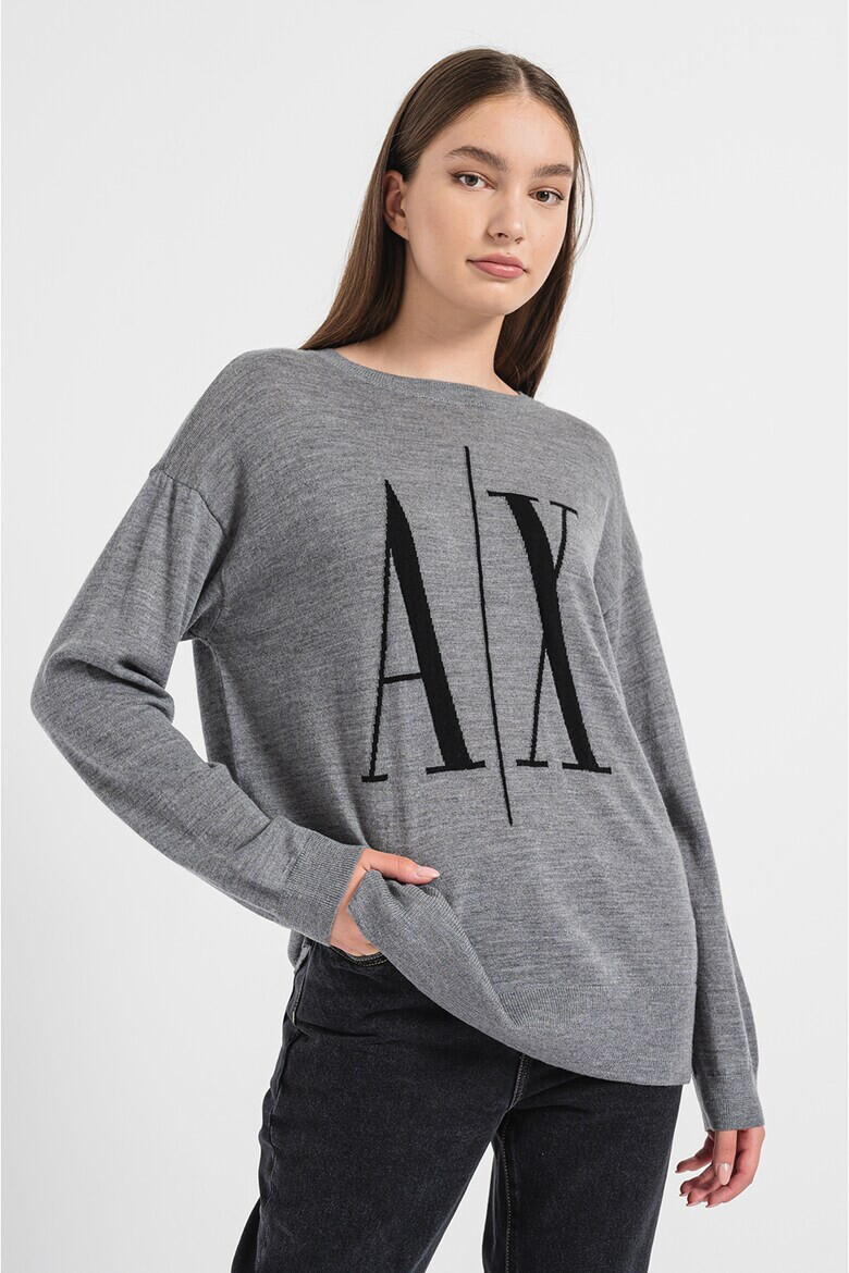 ARMANI EXCHANGE Вълнен пуловер с монограм - Pepit.bg