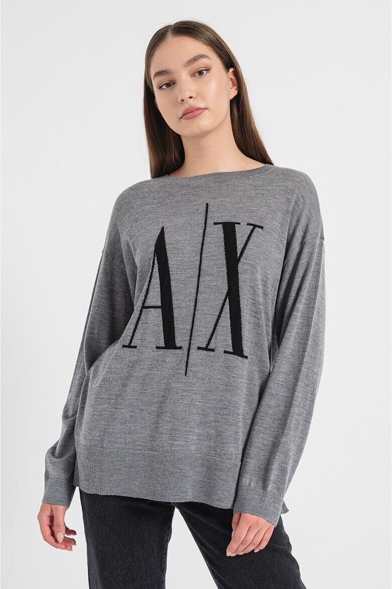 ARMANI EXCHANGE Вълнен пуловер с монограм - Pepit.bg