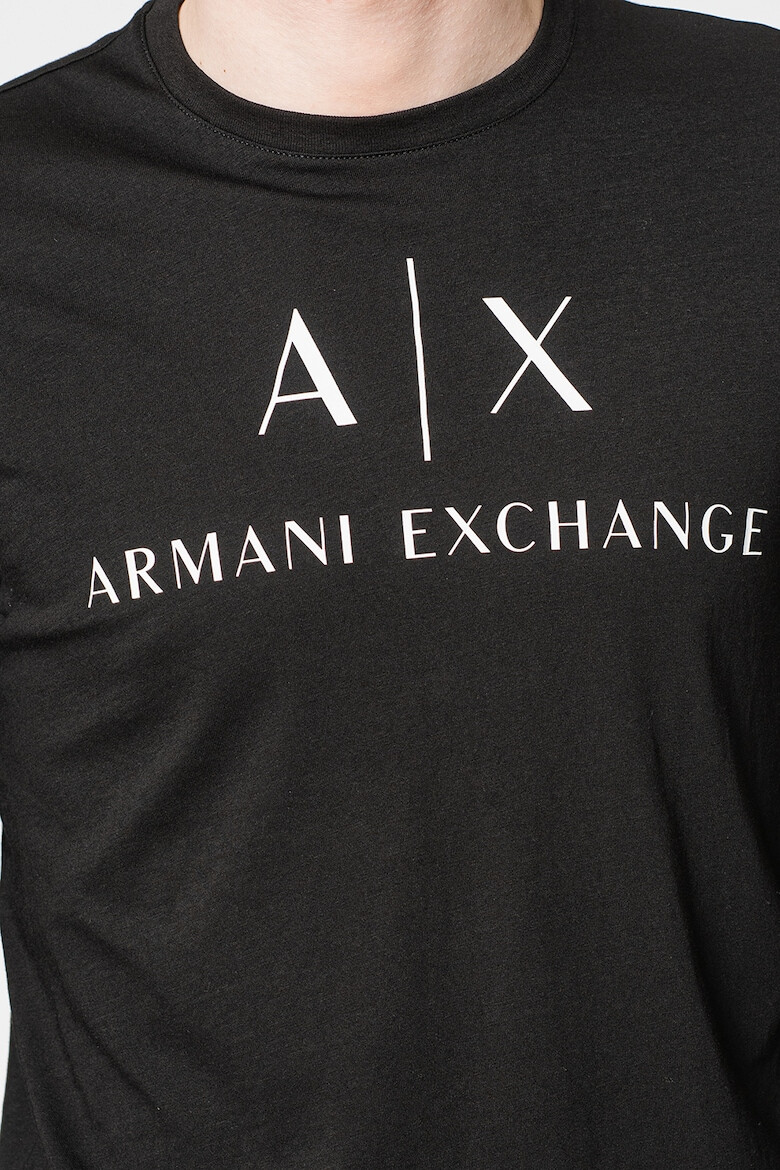 ARMANI EXCHANGE Вталена памучна блуза - Бял/Черен - Pepit.bg