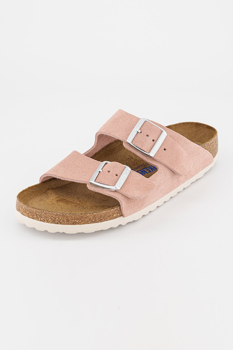 Birkenstock Унисекс велурени чехли с каишки с токи - Pepit.bg