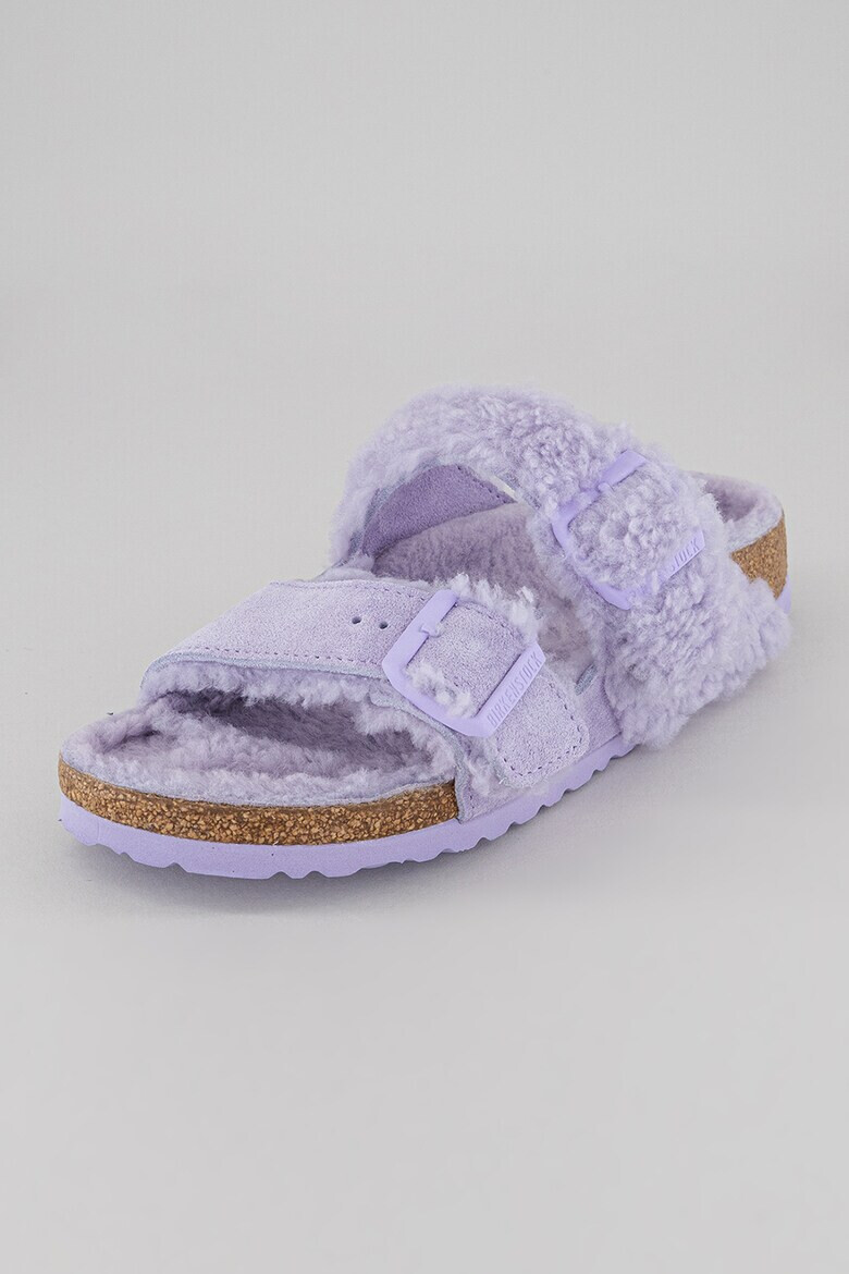 Birkenstock Велурени чехли с агнешка вълна - Pepit.bg