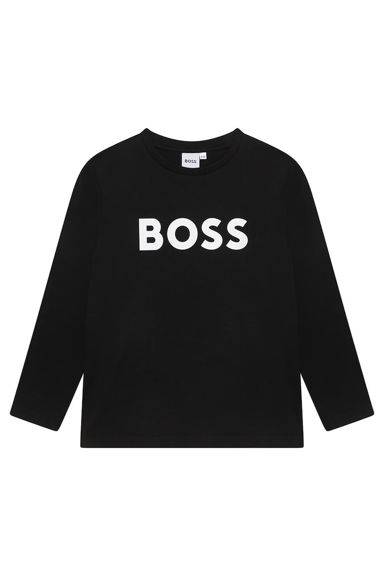 BOSS Kidswear Блуза с овално деколте и контрастно лого - Pepit.bg