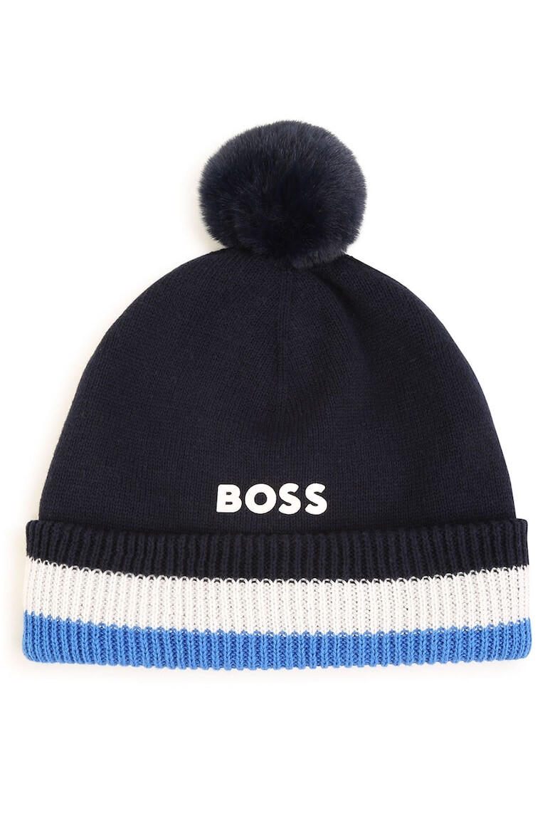 BOSS Kidswear BOSS - Шапка с помпон и контрасти - Pepit.bg